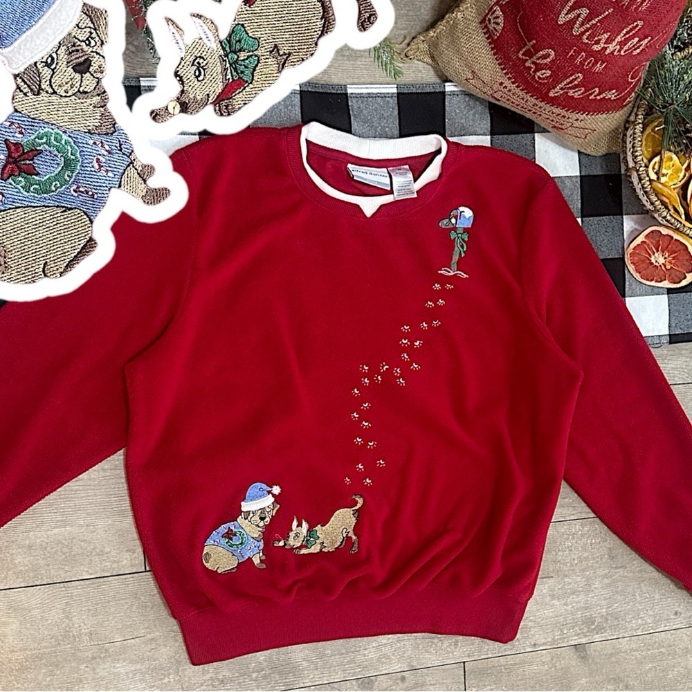 Vintage Alfred Dunner Dog Lovers Embroidered ‘Ugly’ Christmas Sweater Petite Med